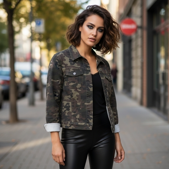 Cello Jackets & Blazers - Cello Camo Denim Jacket